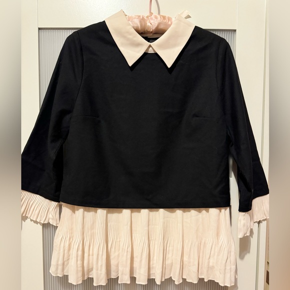 CREPE WOOL TOP with frills - Picture 1 of 4